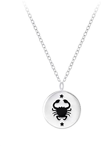 Laimons Mädchen Kinder-Halskette Anhänger Sternzeichen oxidiert 8mm mit Kette 45cm Stärke 1mm Sterling Silber 925 (Krebs)