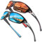 FAGUMA Polarisierte Sport-Sonnenbrille für Herren, Radfahren, Fahren, Angeln, 100 % UV-Schutz, Z3 Rot + Blau (2 Stück ohne Brillenetui), normal