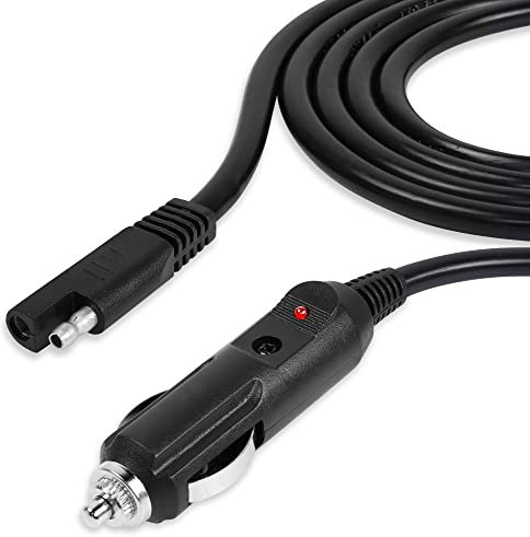 SAE to Cigarette Lighter Cable,PNGKNYOCN 12v Cigarette Lighter Plug to SAE Quick Release Extension Power Cord with 10A Fuse and LED Light(1.5M)