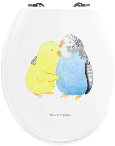 Mr. & Mrs. Panda Motiv WC Sitz Wellensittich Liebe - Geschenk, Vögel, Jahrestag, Umarmung, WC-Sitz, Umarmen, Vertrauen, Toilette, Toilettendeckel,