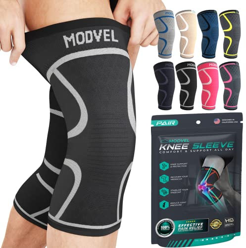 MODVEL 2 rodilleras de compresión para hombres y mujeres, rodilleras para correr, ortopédicas para rotura de menisco, artritis y alivio del malestar articular (XL)
