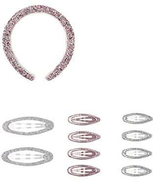 NAME IT Girl's NKFACC-Ruth Hair Set Haarset, Silver Colour/Pack:Set, One Size