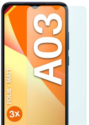 moex FlexProtect matte Schutzfolie für Samsung Galaxy A03 Displayschutz Folie matt gegen Reflexionen, Anti Reflex Handyfolie mit Sonnenschutz, Kompatibel mit jeder Handyhülle, 3 Stück