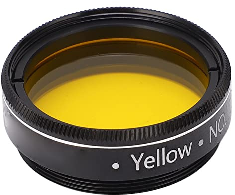 PENO Colored Telescopes Filter, Optical Glass Telescopes Yellow Filter Yellow with Storage Box for 1.25in Telescope Eyepiece