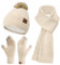 Bequemer Laden Damen Winter Warm Mütze Touchscreen Handschuhe und Lang Set mit Dick Fleece Gefütterte, Thermo Wintermütze Strickmütze Beanie Schals Winterhandschuhe Strickhandschuhe, Aprikose
