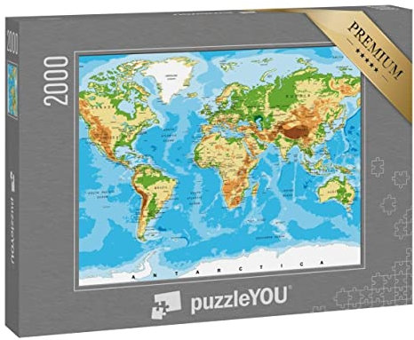 puzzleYOU: Puzzle 2000 Teile „Physikalische Weltkarte“