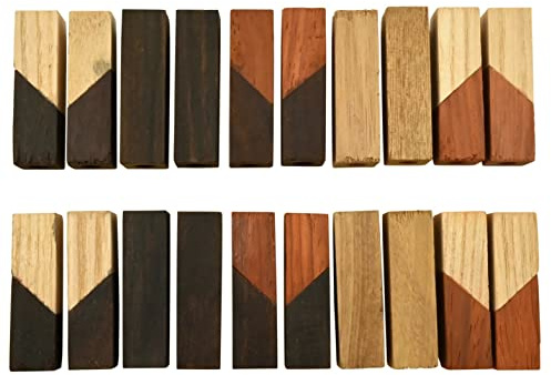 Penn State Industries PKEZ5 Pre-drilled 7mm Pen Blanks (Hardwood Mix) | 20-pack of E-Z Mini Penturning Blanks, 9/16 x 9/16 x 2-1/32