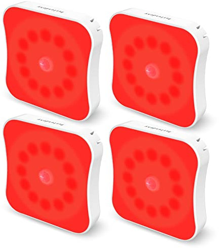 Bestendony Red Light Night Lights Motion Sensor Lights Rechargeable Battery Night Lights Magnetic Red Lights for Sleep Aid, Bathroom, Bedroom, Stair, Travel, Kids Room, 4 Pack