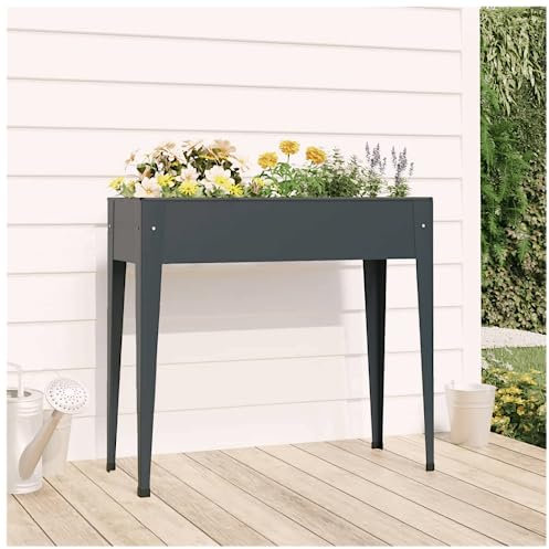 vidaXL Raised Garden Planter - Durable Galvanised Steel, Large Outdoor Herb, Vegetable, Flower Stand, Easy Assembly, Ideal for Garden, Patio, Balcony Decor.