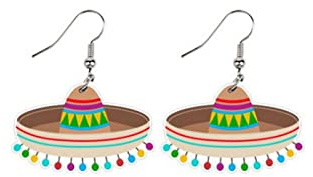 Cinco de Mayo Ohrringe, mexikanische Ohrringe für Damen, Pinatas, Sombrero, Fiesta, Tropfenohrringe, lustiger Fiesta-Pfefferschläger, Regenbogen-Pferdhut, Ohrringe, mexikanischer Karneval, Event