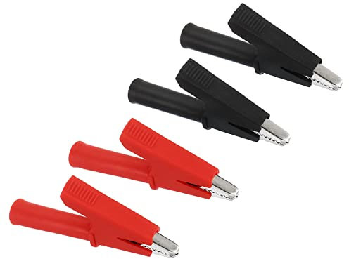 PATIKIL Isolato Coccodrillo Clip, 4pz Rame Coccodrillo Clip Morsetto con 4mm Presa Banana Jack per Multimetro Elettrico Circuito Test Misurazione, Nero Rosso