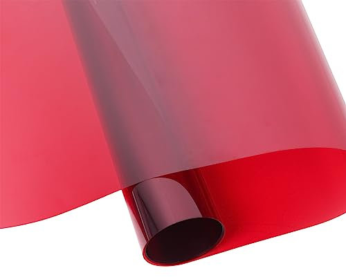 Transparente dekorative Sicherheits-Fensterfolie, Wärmeregulierung, selbstklebend, bunte Folie, Glasdekoration, Tönung für Heimwerker, Weihnachtsfeier, Heimdekoration, Glasfolie, 45 cm x 18 m, Rot