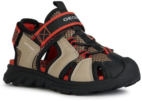Geox J AIRADYUM BO Sandal, DK BEIGE/RED, 26 EU