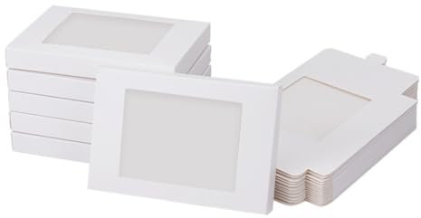 NBEADS 24 Stk. Weiße Geschenkbox mit Fenster, Falten Sie Papier Boxen Wiederverwendbar Rechteck Kraft Papier Boxen für Party Schmuck Verpackung, 8.5×12.45×1.4cm