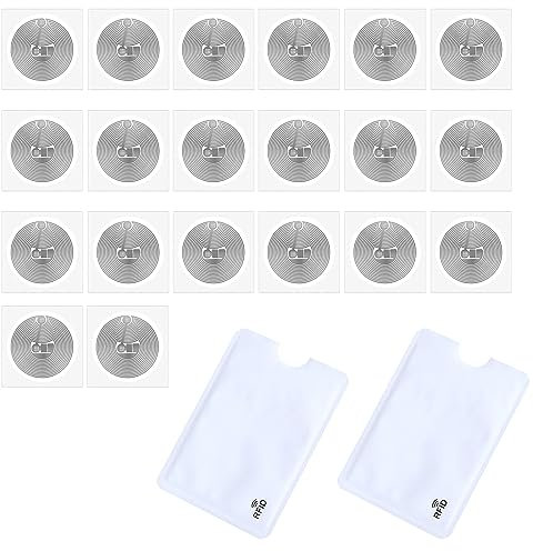 BNOYONERAS NFC Tag Sticker, NTAG 213, Rund, 25 mm, Transparent, 20 Stück, Selbstklebend, Kompatibel mit NFC-fähigen Geräten