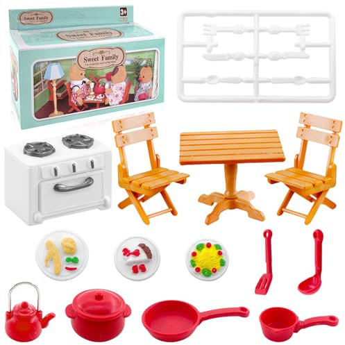 Lets Joy 19 Pezzi Miniatura Dollhouse Cucina Accessori, Accessori in Miniatura, Accessori Casa delle Bambole in Miniatura, Decorazioni Natalizie in Miniatura Tavolo Mobili