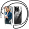 Nupcknn Transparente Funda con Cuerda para iPhone 15 Pro, Anti-Choque Anti-arañazos Carcasa Silicona Case con Correa Colgante Colgante movil Ajustable Collar Case 1.6M(6.1,Negro)