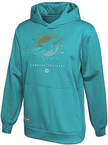 Outerstuff NFL Youth 8-20 Touchdown Team Color Performance Primary Logo Pullover Hoodie, Miami Delfine, 18-20
