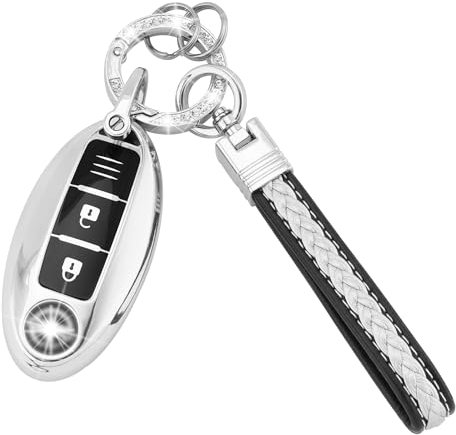 Koaudb Coque de clé de Voiture en TPU Souple pour Nissan 350Z Qashqai Murano X-Trail Kicks Tiida Micra Pathfinder Note Juke 3 Boutons Smart Key Case (CL-Nisn-3-S)