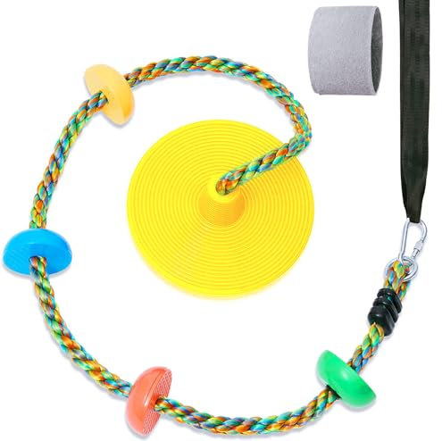 Albero Swing per bambini cortile singolo disco corda sedile di arrampicata per albero indoor all'aperto parco giochi Swing Set accessori con spessore 4 ft cinturina-Giallo