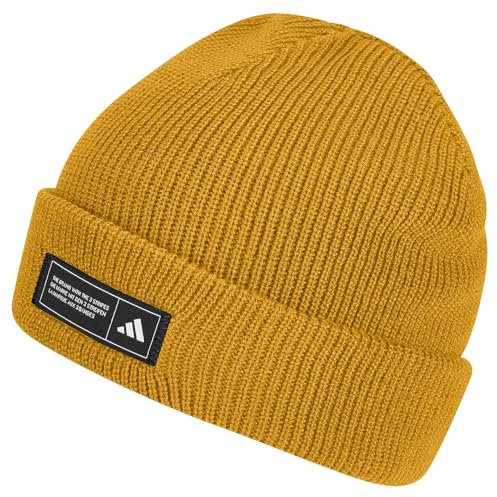 adidas Unisex Essentials Cuffed Beanie, Active Gold/Black/White, S
