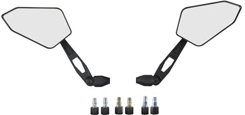 1 Paar Spiegel, schwarze Rückspiegel für Roller Motorrad Quad mit M8 Gewinde inkl. 6 Adapter, Gelenk zum Einstellen des Sichtbereiches