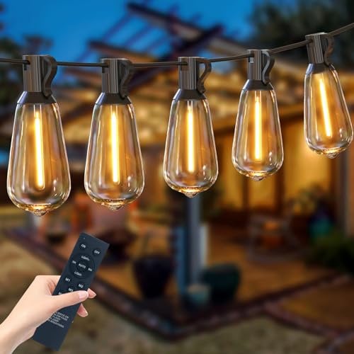 libtit 119FT Festoon Lights Outdoor with Remote, String Lights Mains Powered Dimmable, 50+3 Shatterproof ST38 LED Bulbs, Waterproof Hanging Lights for Garden Patio Gazebo Pergola Wedding Party