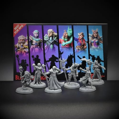 Titan Forge D20 Heroes - Blood And Magic: Realistische Fantasy Miniaturen, Mehrfarbig, Sammler, 6 Stück, 28mm, Unbemalt, Intrigant detailliert