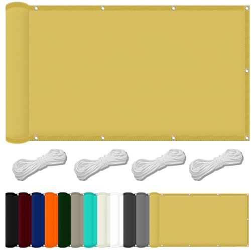 Toldo Vela Cuadrado 1.2 x 3.8 m Impermeable Toldos Vela Baratos Rectangular con Protezione UV PES e Accessori di Montaggio para Barandilla Patio Aire Libre Piscina Jardín Terraza, Color Crema