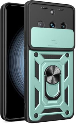 YSONCHAN Funda para Realme 11 Pro+ Plus/Realme 11 Pro 5G, Carcasa Protectora con Lente Cover, Funda Anticaída con Anillo Magnético y Soporte, Carcasa Bumper. Verde