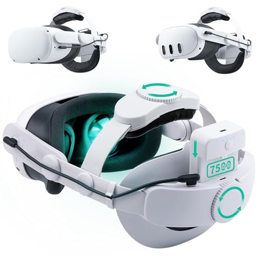 Noiposi Battery Head Strap 7500mAh for Meta Quest 3S/3/Quest 2,Double Knobs Adjustable Elite Strap Replacement,VR Accessories Strap Enhanced Support & Comfort & Reduce Pressure Extend Playtime
