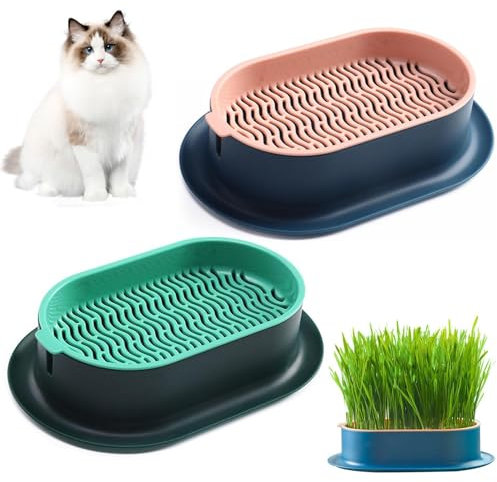 Asfrode Cuencos para plantas de hierba de gato, 2 unidades, bandeja para hierba de gato, bandeja de germinación, germinación, semillas, germinación, bandeja de germinación, bandeja de semillas para el