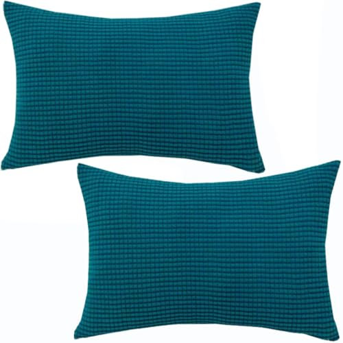 Stretch Kissenbezug 50x70 40x70 Kord Sofa Kissenbezüge 2er Set Zierkissenbezug Dekokissen Sofakissen Mit Reißverschluss Kissenhülle Zierkissenbezüge Kissen Bezug(Dark Green,70x90 cm (Set of 2))