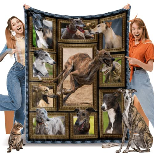 JUZGTSIT Windhund-Hundedecke, Fleece-Überwurfdecke für Couch, Bett, weiche, gemütliche, leichte, warme Flanelldecken und Überwürfe für Sofa, Wohnzimmer, Dekoration, 152,4 x 203,2 cm, Doppelgröße