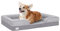 Reerooh Orthopädisches Hundebett Mittelgroße Hunde, Waschbarer Hundekorb mit rutschfestem Boden, Wasserdicht Hundekissen mit U-förmiger Nackenrolle, Hundesofa für Auto Käfig, Grau, 71x59x17cm