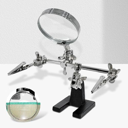 Soldadura de Tercera Mano, Lupa 3X Estación de soldadura, Soporte para Soldar con Lupa, Manos de Ayuda para Soldar Soporte de Placa Circuito Impreso Soporte Soldador Estaño para Soldar Reparar