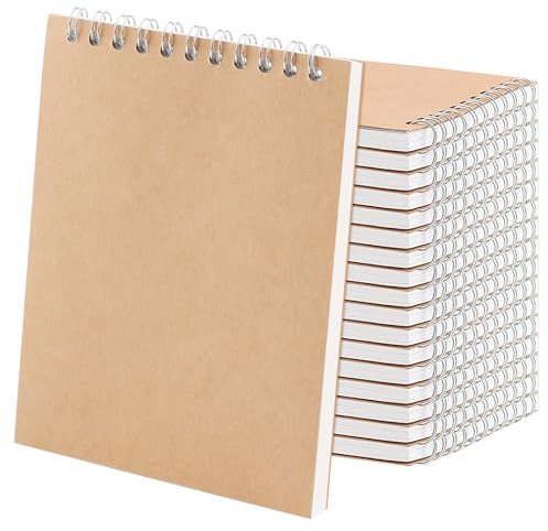 SEUICYNE 18 Stück A6 Blanko Notizblock 60 Blatt 120 Seiten Klein Spirale Notizbuch 15 x 11cm Skizzenblock Zeichenblock Kraft Cover Leerseite Notizheft für Arbeit Büro Haushalt Schule Studie
