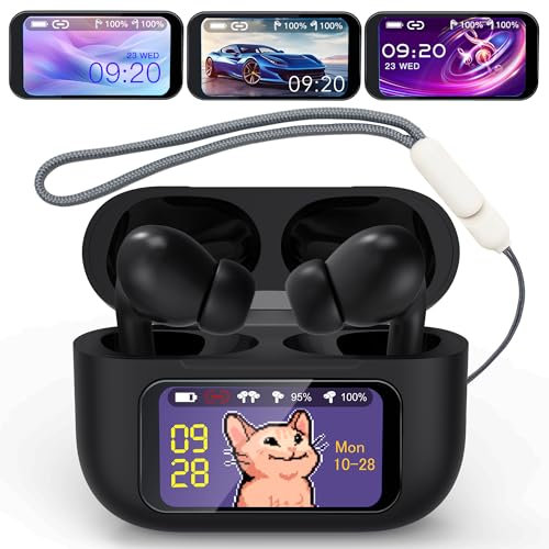 Canareen Kabellose Bluetooth Kopfhörer in Ear mit Touch Screen Wireless Earbuds mit ENC Noise Cancelling Kabellose ohrhörer für iPhone und Android Schwarz