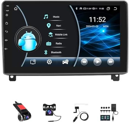 BOJONTN 9 Zoll Android 14 Touchscreen Bildschirm Autoradio 2 Din für Peugeot 407 1 2004-2011 mit Kabellosem Carplay Bluetooth GPS Navi Lenkradsteuerung Rückfahrkamera(F1 (2+32G))