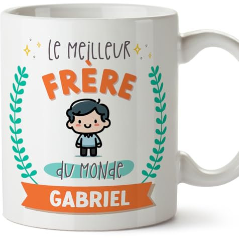 Mugffins Tasses Personnalisables pour FRÈRE - En Français - Cadeau Personalisé- Meilleur du monde - Avec dessin - 11 oz / 330 ml