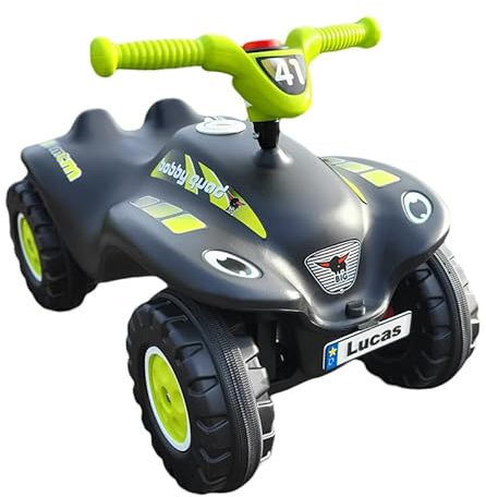 Schild passend für Bobbycar Modell Quad, individuelles Tretauto Kennzeichen mit Wunschtext, inkl. Befestigung, Made in Germany, zur Anbringung Vorne & Hinten