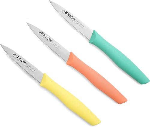 Arcos Nova, juego de cuchillos de pelar, hoja de acero inoxidable, mango en colores de polipropileno, aptos para lavavajillas.