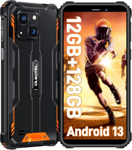 OUKITEL WP32 Rugged Smartphone - Android 14 Rugged Phone 12GB(4+8) RAM+128GB ROM, 6 Inches 6300mAh IP68/IP69K Waterproof Mobile Phones Dual SIM 4G, 20MP+5MP Camera,OTG,NFC,GPS, Orange