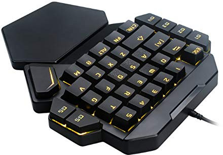 ZJchao Teclado Gaming Mecánico para Juegos con Luz RGB Negra, Diseño Ergonómico para una Sola Mano, Función Macro y Accesorios para PC