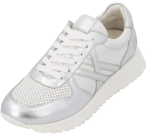 Palado Sneaker Damen Bradlix - modische Turnschuhe aus Schafsleder - elegant und bequem - vielseitiger sportlicher Look Weiß/Silber UK6 - EU39