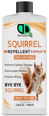 100% Natural Squirrel Repellent - Prevents Garden Damage, Discourage Nesting, Protect Wiring, Prevents Chewing on Outdoor Furniture (100ml)