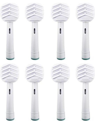 Zungenreiniger-Schaber, Ersatzzahnbürsten-Ersatzköpfe, kompatibel mit Oral B Braun, 8 Stück, elektrische Zahnbürste, kompatibel mit Oral-B-Ersatzköpfen, Nachfüllpackung 7000/Pro