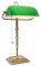 GLOBO Schreibtischleuchte Bankerlampe Tischlampe altmessing Glas grün Leseleuchte höhenverstellbar, Zugschalter, 1x E27, LxH 26,5x56 cm