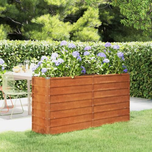HUAKEHOM Hochbeet Rostig Hochbeet für Garten Balkon Terrasse Kräuterhochbeet zum Selber Bauen Gemüsebeet Pflanzkübel aus Metall 160x40x77 cm Cortenstahl