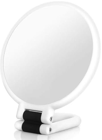 ALANTOP Miroir grossissant 40x avec poignée, double face grossissement 40X/1x, facile à transporter, pliable pour le maquillage, beauté de précision (blanc)